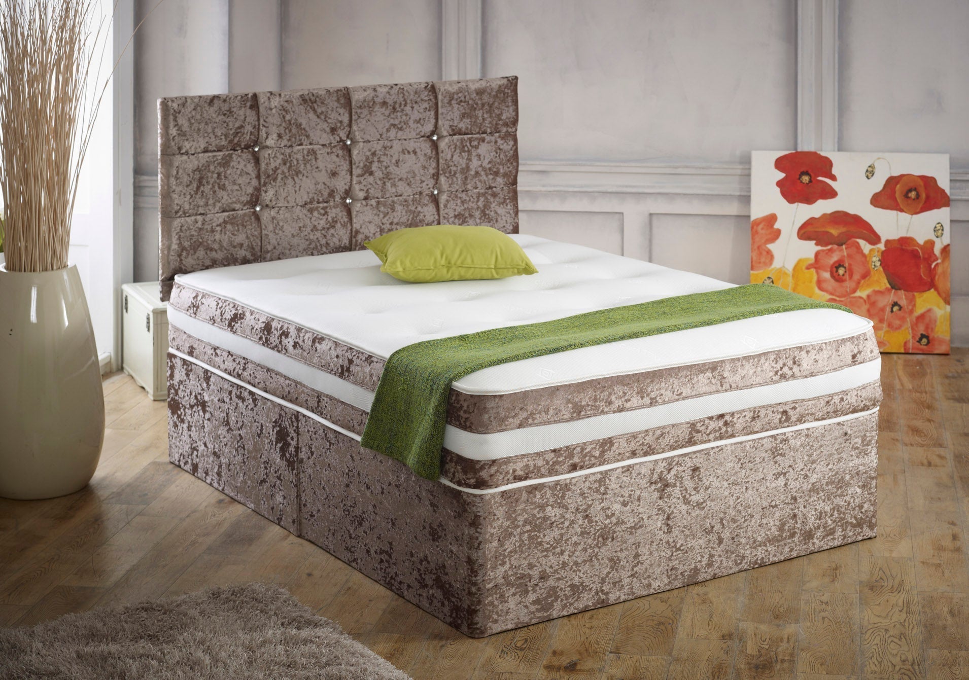 Cube Cassie Divan Bed Set With Memory Sprung Mattress And Headboard